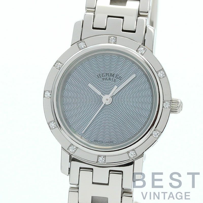 【仮】エルメス【HERMES】クリッパーナクレCL4.230レディースブルーシェルステンレススティール腕時計時計CLIPPERNACREBLUESHELLSS【中古】