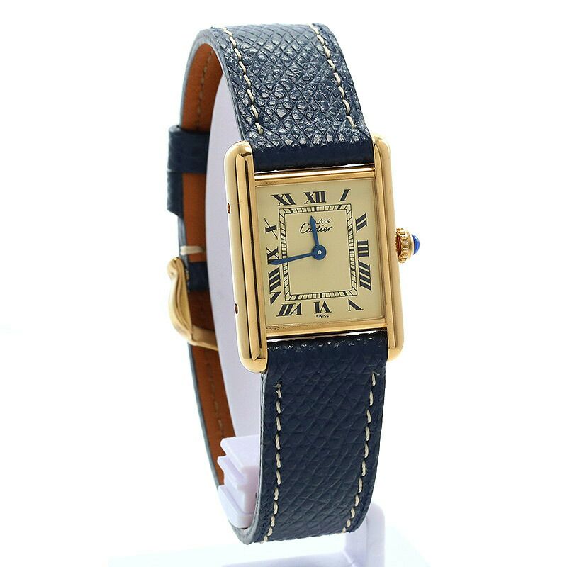 【仮】カルティエ【CARTIER】マストタンクウォッチヴェルメイユSM/マストタンクSMW1003153レディースアイボリーシルバー925(イエローゴールドメッキ)腕時計時計MUSTTANKWATCHVERMEILSMALLMODELIVORYSV.GF【中古】