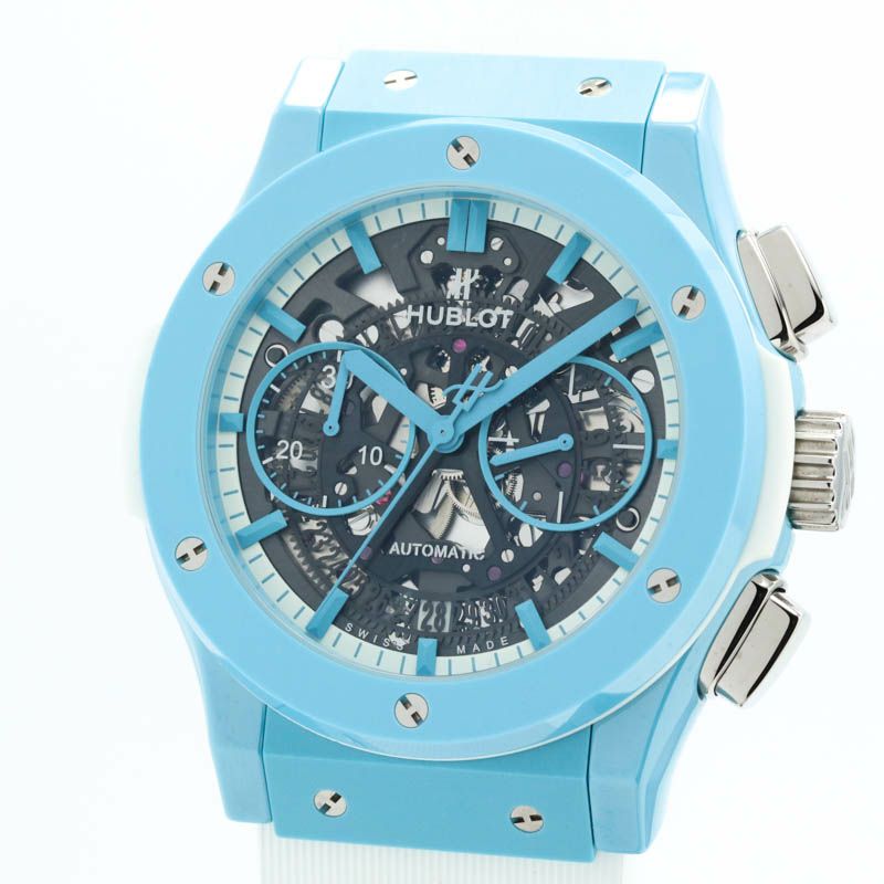【中古】HUBLOT  AERO FUSION CHRONOGRAPH LIGHT BLUE CERAMIC TOMIYA SUPECIAL  ウブロ アエロフュージョン クロノグラフ ライトブルーセラミック トミヤスペシャル 世界限定77本 525.EX.0129.RW.TMY21