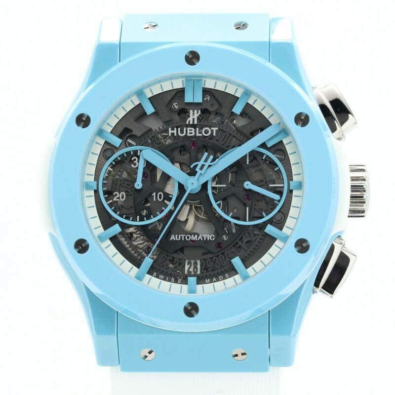 【中古】HUBLOT  AERO FUSION CHRONOGRAPH LIGHT BLUE CERAMIC TOMIYA SUPECIAL  ウブロ アエロフュージョン クロノグラフ ライトブルーセラミック トミヤスペシャル 世界限定77本 525.EX.0129.RW.TMY21