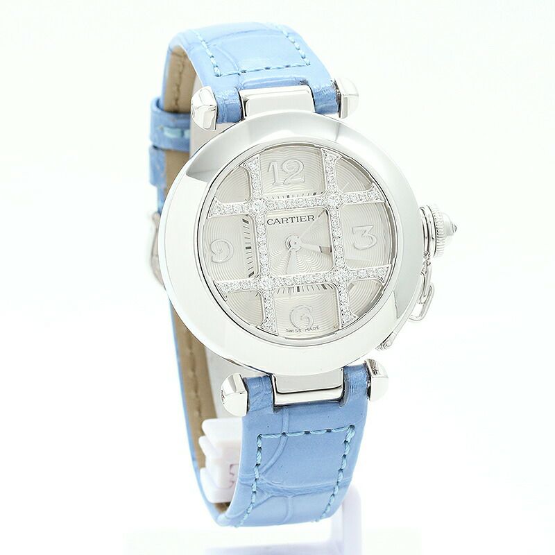 【田】カルティエ【CARTIER】パシャドゥカルティエクラシックウォッチ/パシャ32グリッドダイヤモンドWJ111356レディースシルバーK18ホワイトゴールド腕時計時計PASHADECARTIERCLASSIQUEWATCH/PASHA32GRIDDIAMONDSILVERK18WG【中古】