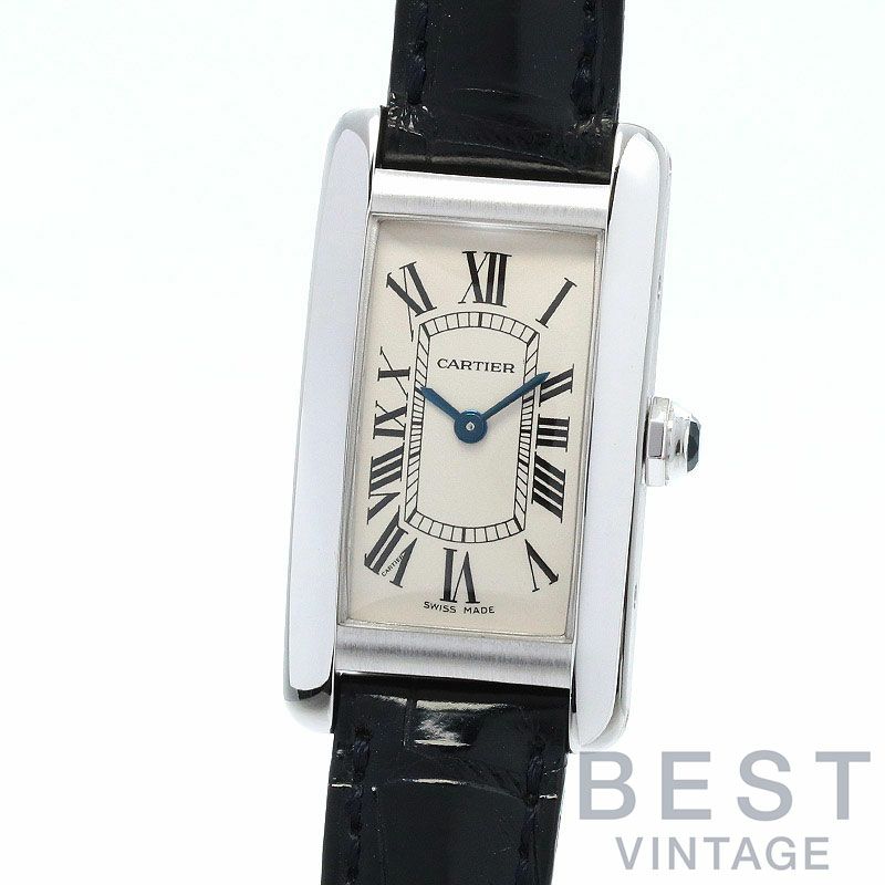 【仮】カルティエ【CARTIER】タンクアメリカンSMW2601956レディースシルバーK18ホワイトゴールド腕時計時計TANKAMERICAINESMALLMODELSILVERK18WG【中古】