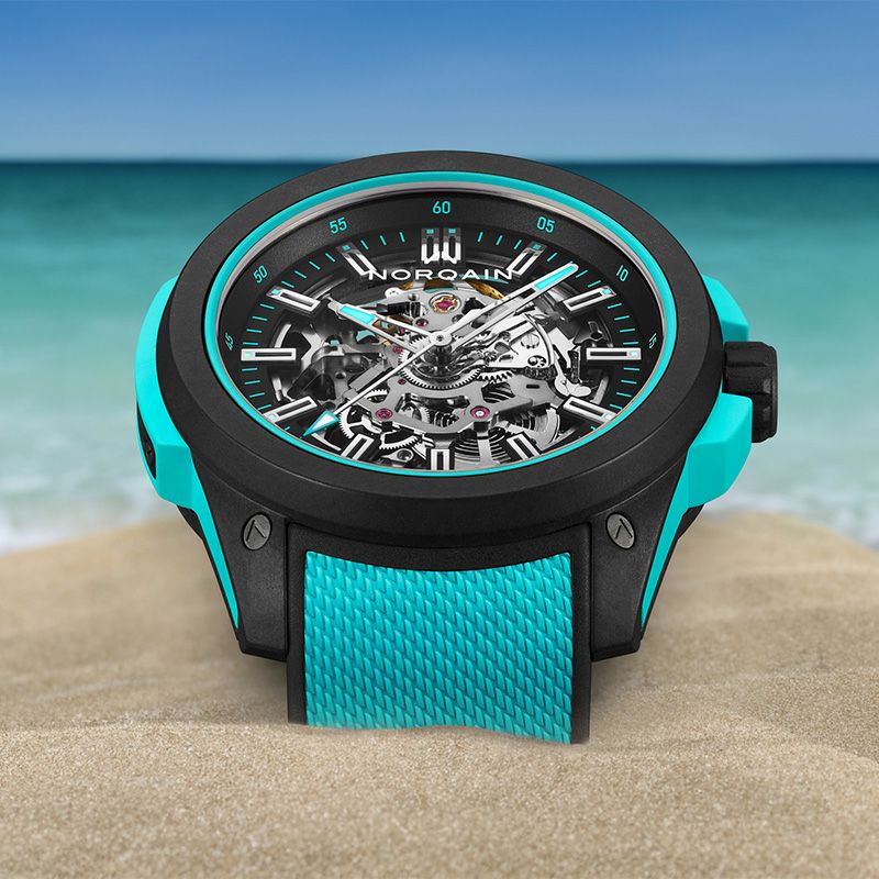 NORQAIN WILD ONE SKELETON 42MM TURQUOISE <br>ノルケイン ワイルドワン スケルトン 42MM ターコイズ <br>NNQ3000QBQ1AS/B007/3W1QBR.20BQ
