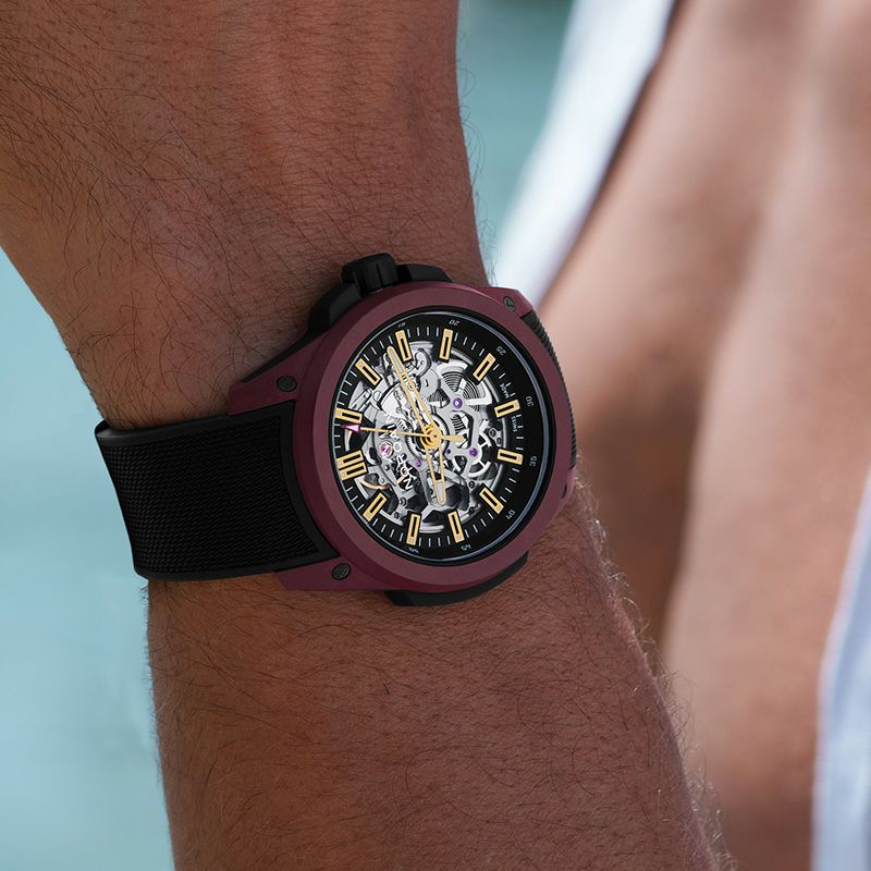 NORQAIN WILD ONE SKELETON 42MM BURGUNDY LIMITED EDITION ノルケイン 