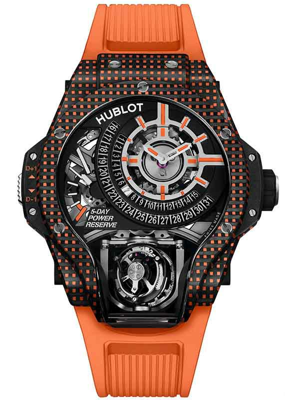 HUBLOT MP 09 TOURBILLON BI-AXIS ORANGE 3D CARBON  <br>ウブロ MP-09 トゥールビヨン バイ-アクシス オレンジ 3Dカーボン <br>909.QDO.1120.RX