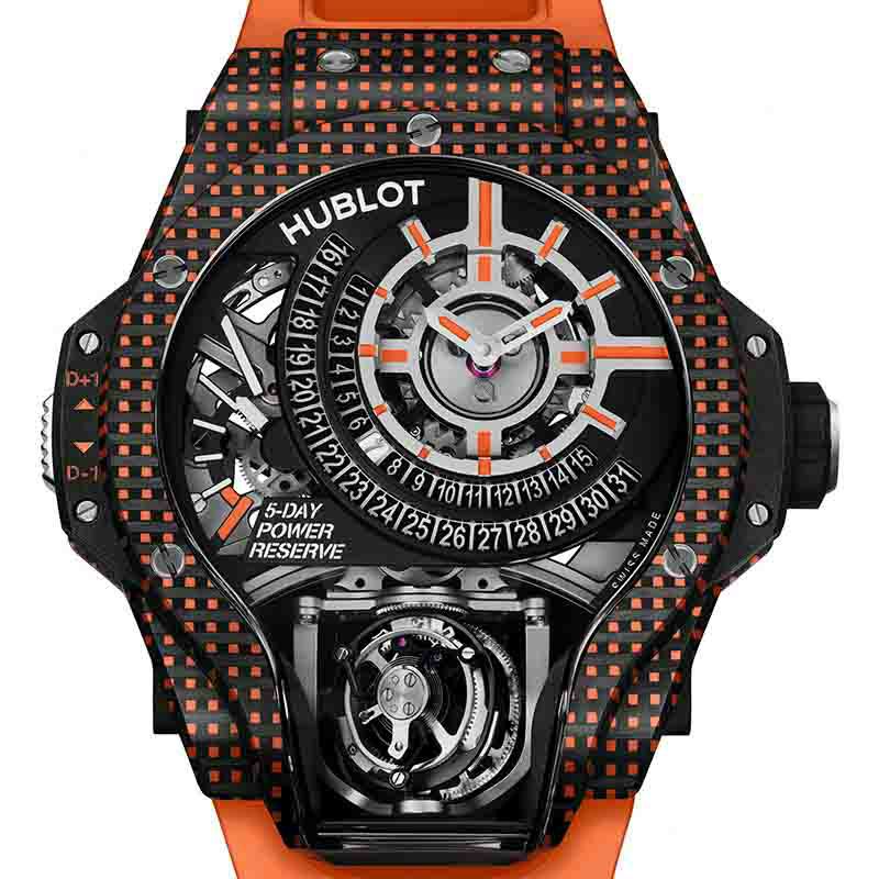 HUBLOT MP 09 TOURBILLON BI-AXIS ORANGE 3D CARBON  <br>ウブロ MP-09 トゥールビヨン バイ-アクシス オレンジ 3Dカーボン <br>909.QDO.1120.RX