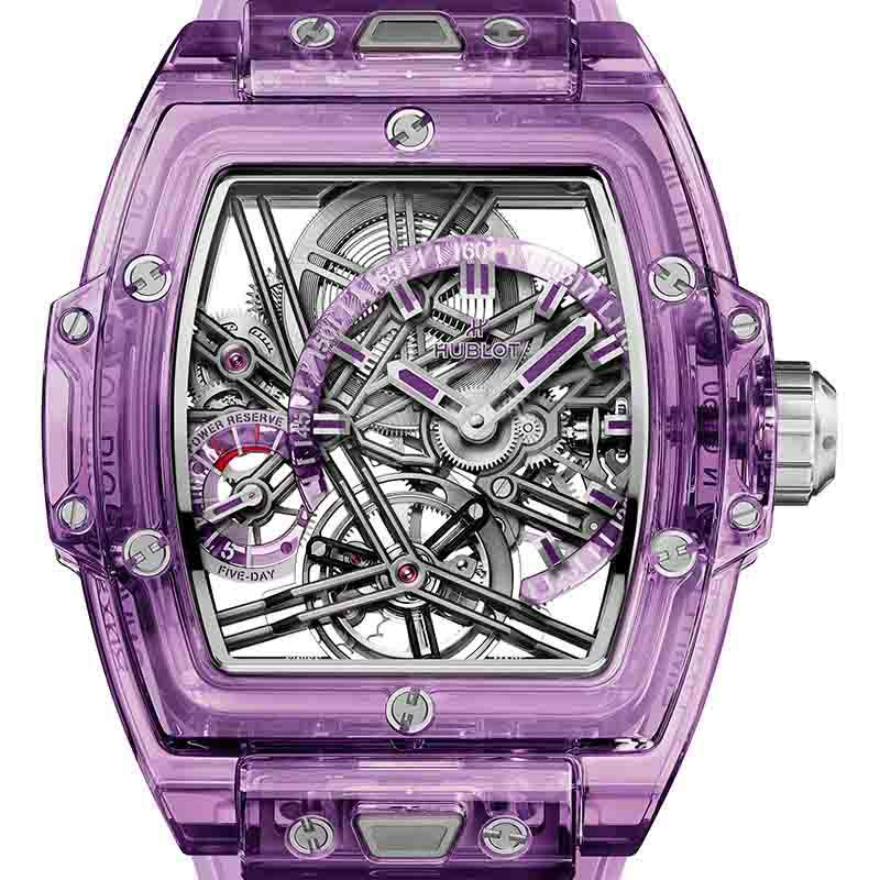 HUBLOT SPIRIT OF BIG BANG TOURBILLON 5-DAY POWER RESERVE PURPLE SAPPHIRE <br>ウブロ スピリット オブ ビッグ・バン トゥールビヨン 5デイ パワーリザーブ パープルサファイア <br>645.JM.0120.RT