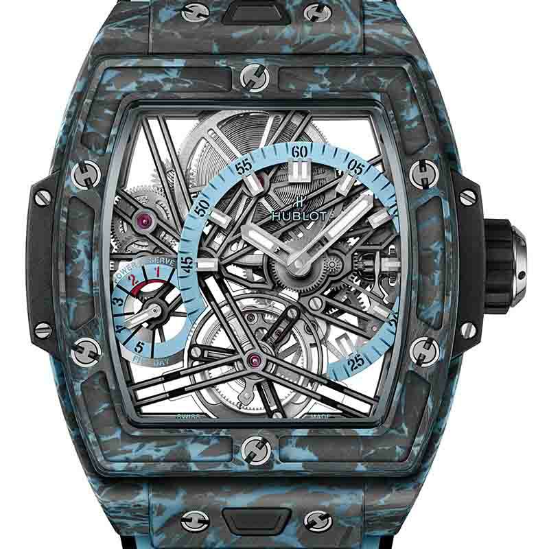 HUBLOT SPIRIT OF BIG BANG TOURBILLON 5-DAY POWER RESERVE CARBON SKY BLUE <br>ウブロ スピリット オブ ビッグ・バン トゥールビヨン 5デイ パワーリザーブ カーボン スカイブルー <br>645.QL.5117.RX