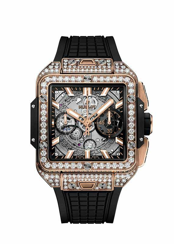HUBLOT SQUARE BANG UNICO KING GOLD PAV&Eacute; <br>ウブロ スクエア・バン ウニコ キングゴールド パヴェ <br>821.OX.0180.RX.1604