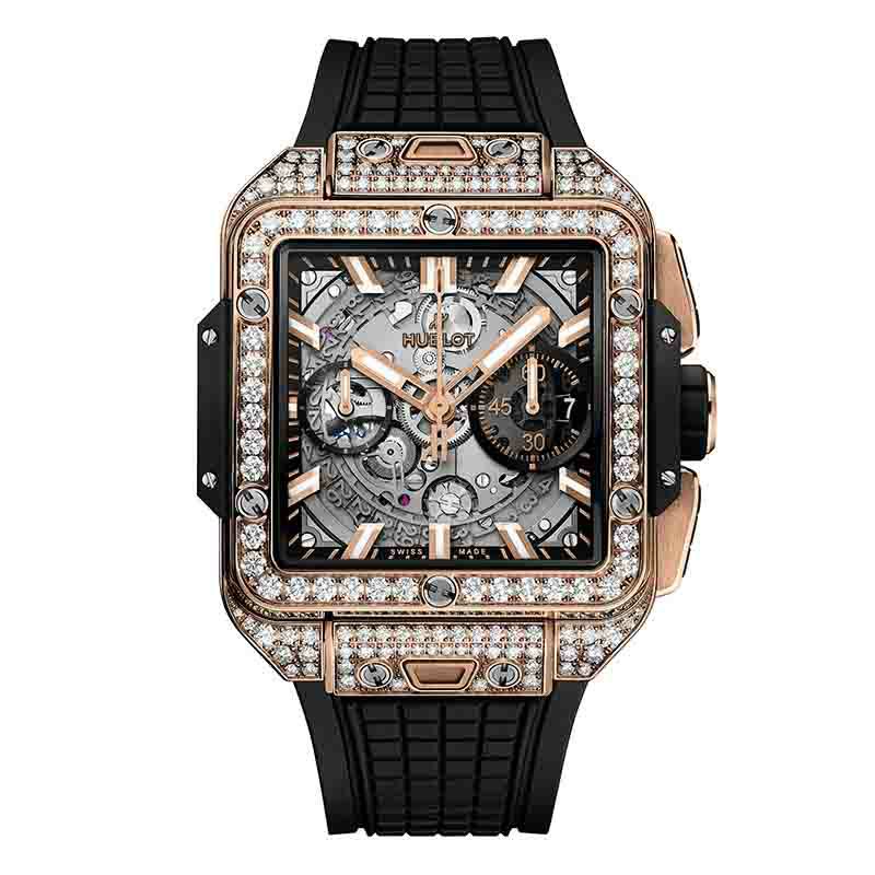 HUBLOT SQUARE BANG UNICO KING GOLD PAV&Eacute; <br>ウブロ スクエア・バン ウニコ キングゴールド パヴェ <br>821.OX.0180.RX.1604