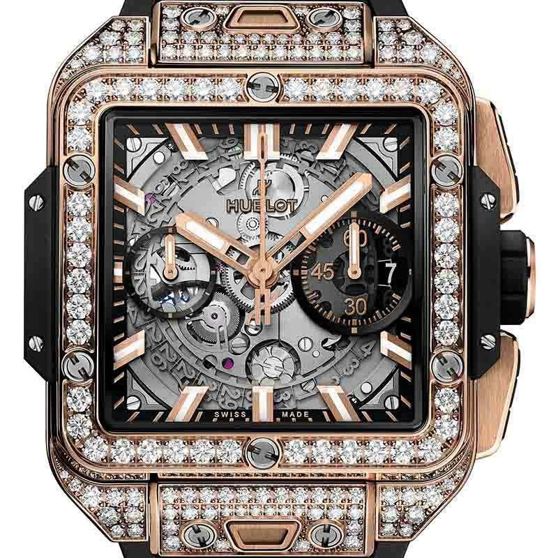 HUBLOT SQUARE BANG UNICO KING GOLD PAV&Eacute; <br>ウブロ スクエア・バン ウニコ キングゴールド パヴェ <br>821.OX.0180.RX.1604