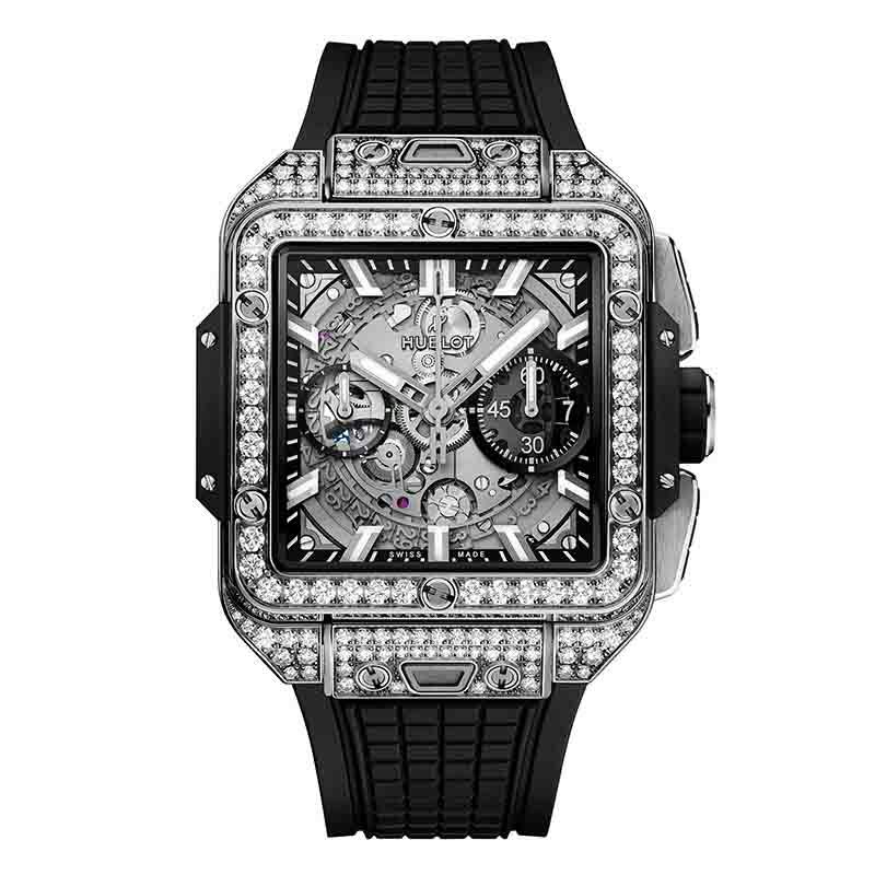 HUBLOT SQUARE BANG UNICO TITANIUM PAVE ウブロ スクエア・バン