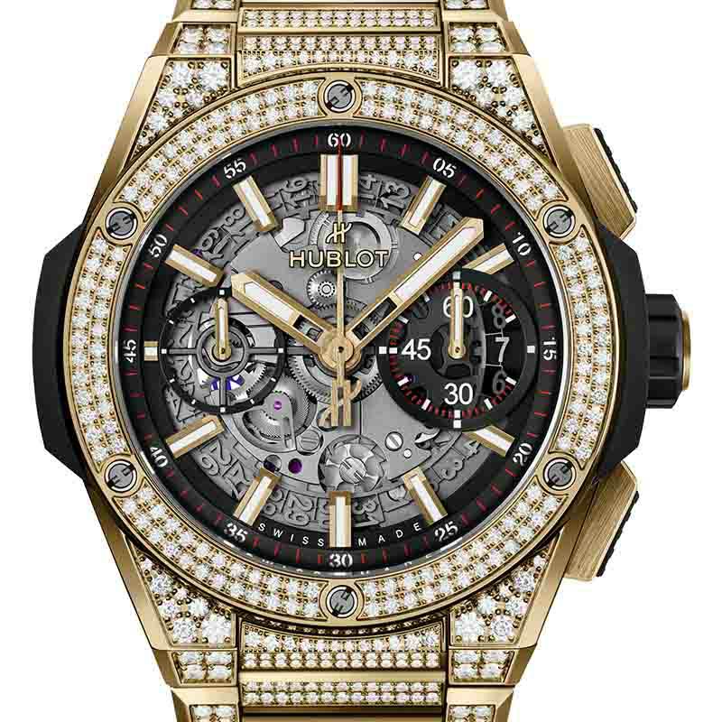 HUBLOT BIG BANG INTEGRATED YELLOW GOLD PAV&Eacute; <br>ウブロ ビッグ・バン インテグレーテッド イエローゴールド パヴェ <br>451.VX.1130.VX.3704