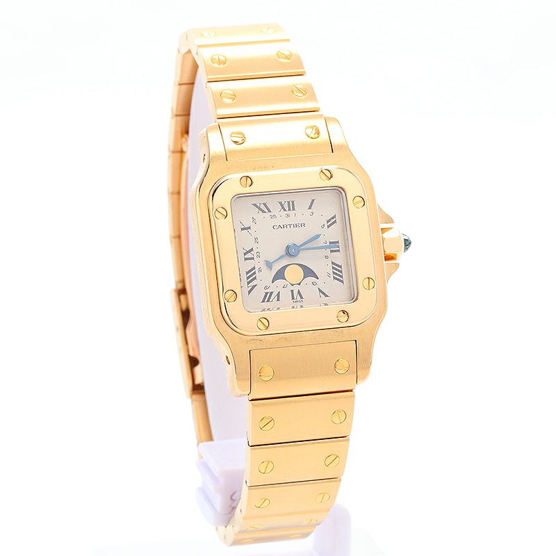 【美品】Cartier カルティエ　サントスガルべ　6コマ　約12mm幅 中古】CARTIER SANTOS GALBEE SMALL MODEL MOONPHASE カルティエ