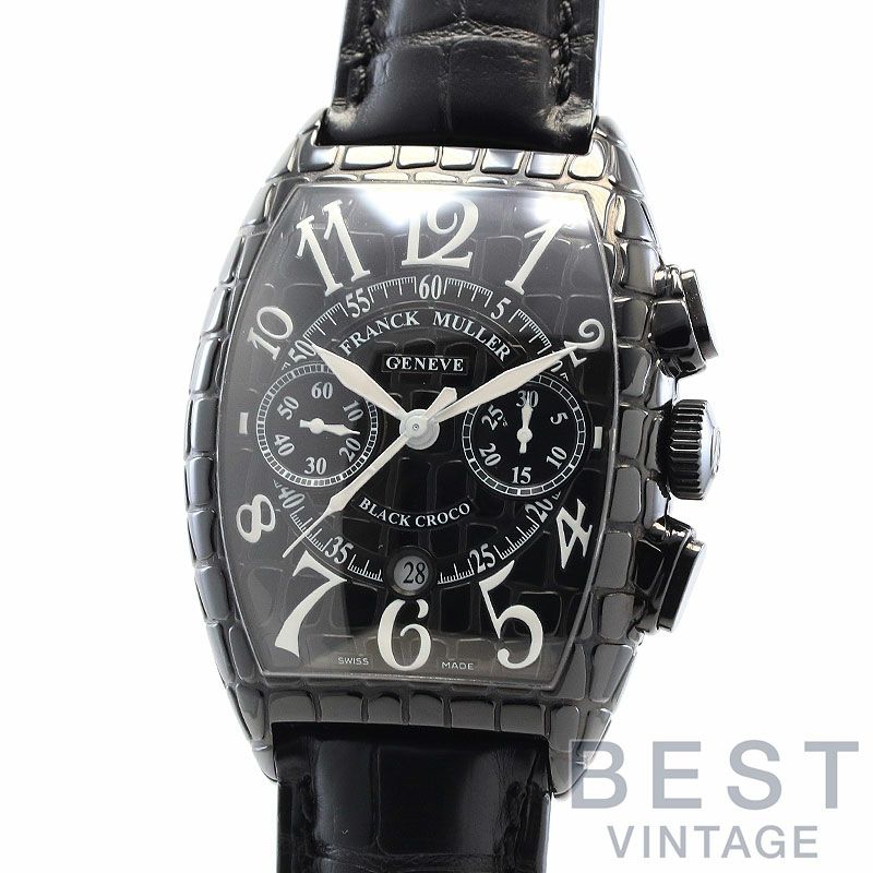 中古】FRANCK MULLER TONNEAU CURVEX BLACK CROCO CHRONOGRAPH ...