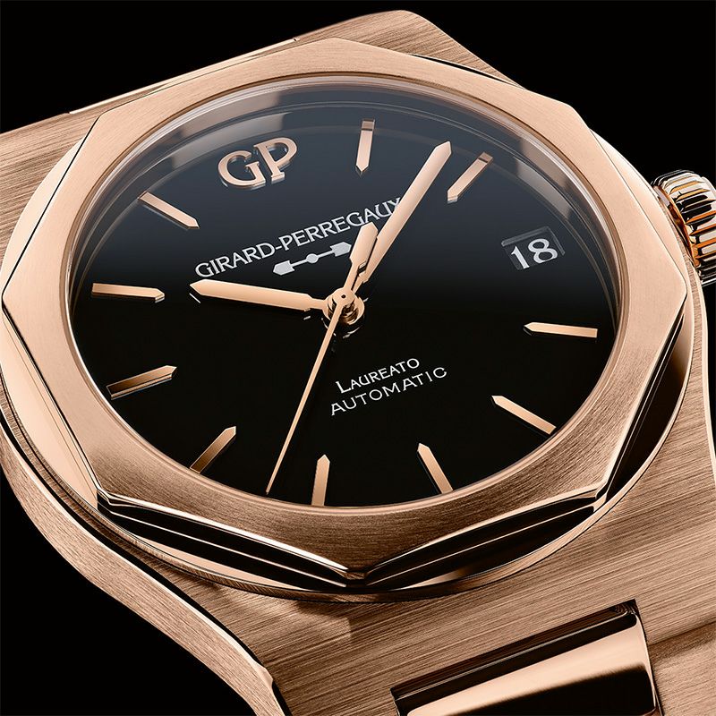 GIRARD-PERREGAUX LAUREATO 42mm PINK GOLD & ONYX , ジラール・ペルゴ ロレアート 42mm  ピンクゴールド&オニキス , 81010-52-3118-1CM