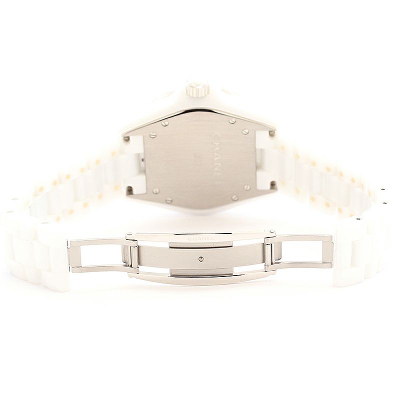 中古】CHANEL J12 WHITE CERAMIC DIAMOND BEZEL 38MM シャネル J12 