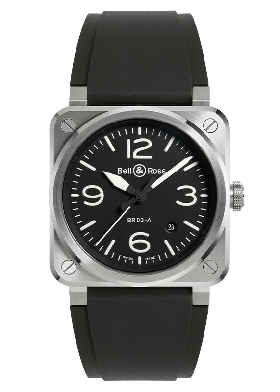 【正規】【自動巻き】【メンズ】【腕時計】Bell u0026 Ross BR 03 Black Steel ベルu0026ロス BR 03 ブラック スティール BR03A-BL-ST/SRB 時計・腕時計の通販サイト - BEST Ishida