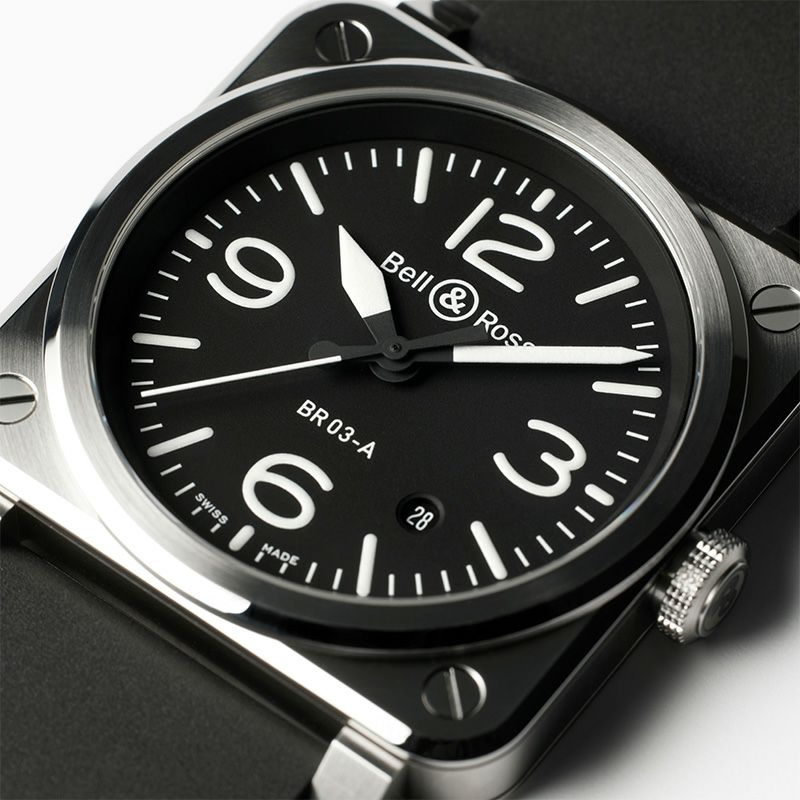 Bell ＆ Ross BR 03 BLACK STEEL ベル＆ロス BR 03 ブラック スティール BR03A-BL-ST/SRB