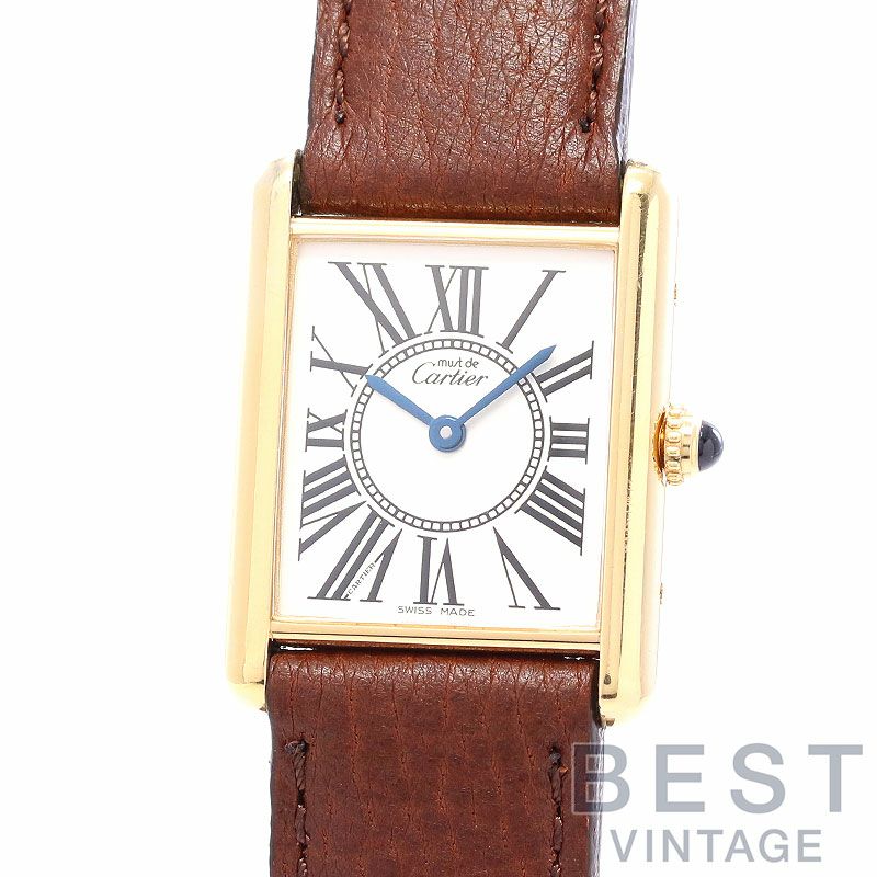 中古】CARTIER MUST TANK LARGE MODEL VERMEIL OPALINE カルティエ 