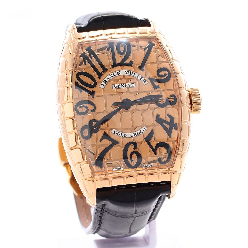 中古】FRANCK MULLER TONNEAU CURVEX GOLD CROCO フランク