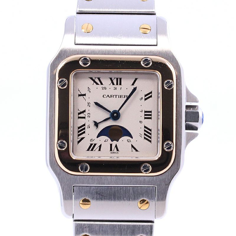 中古】CARTIER SANTOS GALBEE MOON PHASE カルティエ サントスガルベSM 