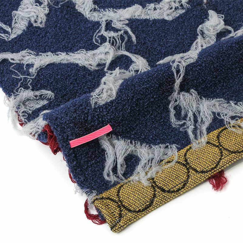 POLS ポルス ウールカット ジャガード ストール マフラー マリン グレー  SCWOH-CNT-2207-MAR