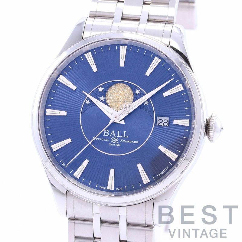 【中古】BALL WATCH TRAINMASTER MOONPHASE ボール・ウォッチ トレインマスター ムーンフェイズ NM3082D-SJ-BE