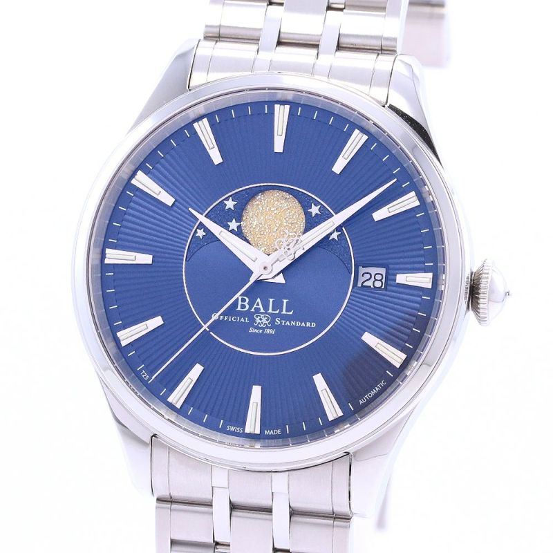 【中古】BALL WATCH TRAINMASTER MOONPHASE ボール・ウォッチ トレインマスター ムーンフェイズ NM3082D-SJ-BE