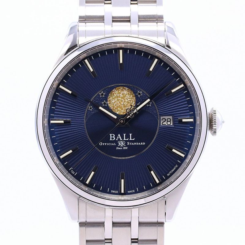 【中古】BALL WATCH TRAINMASTER MOONPHASE ボール・ウォッチ トレインマスター ムーンフェイズ NM3082D-SJ-BE
