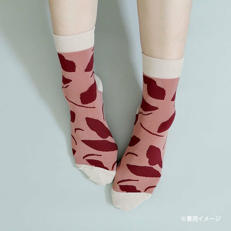 Sarahbel Socks Leaves Pink サラベル ソックス リーブス ピンク SAB-socks-leaves-pink