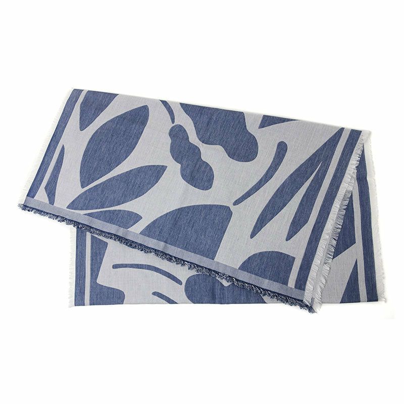 Sarahbel cotton stole Leaves Blue サラベル コットン ストール リーヴス ブルー SAB-cot-stole-leaves-blue