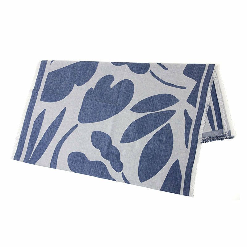 Sarahbel cotton stole Leaves Blue サラベル コットン ストール リーヴス ブルー SAB-cot-stole-leaves-blue