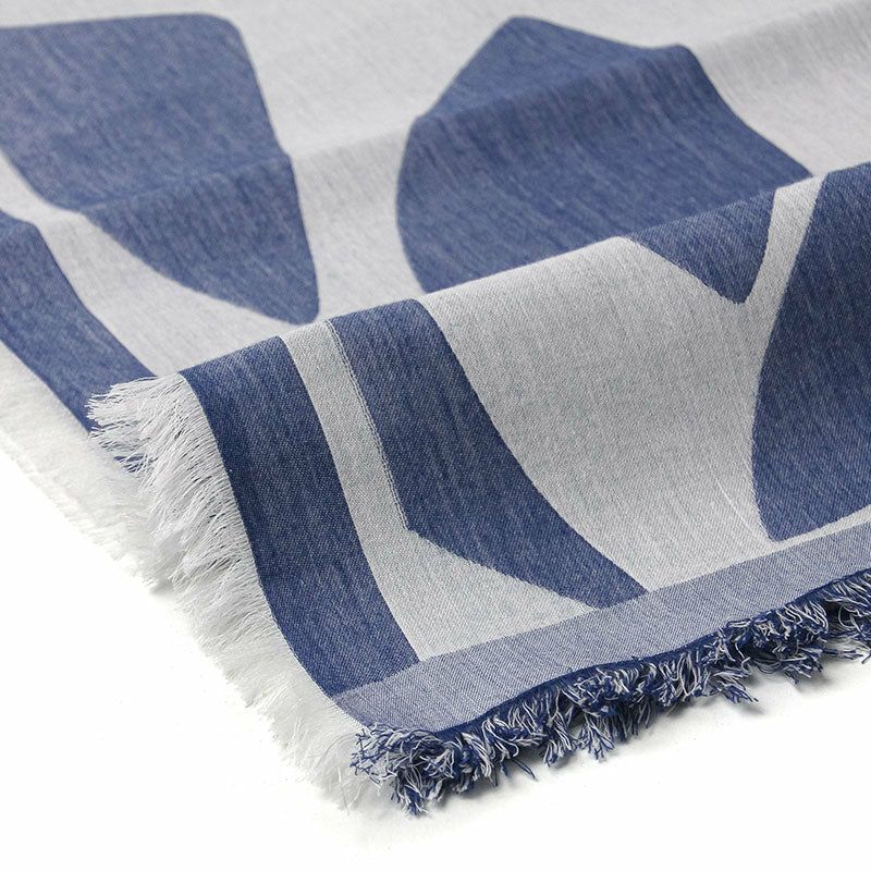 Sarahbel cotton stole Leaves Blue サラベル コットン ストール リーヴス ブルー SAB-cot-stole-leaves-blue