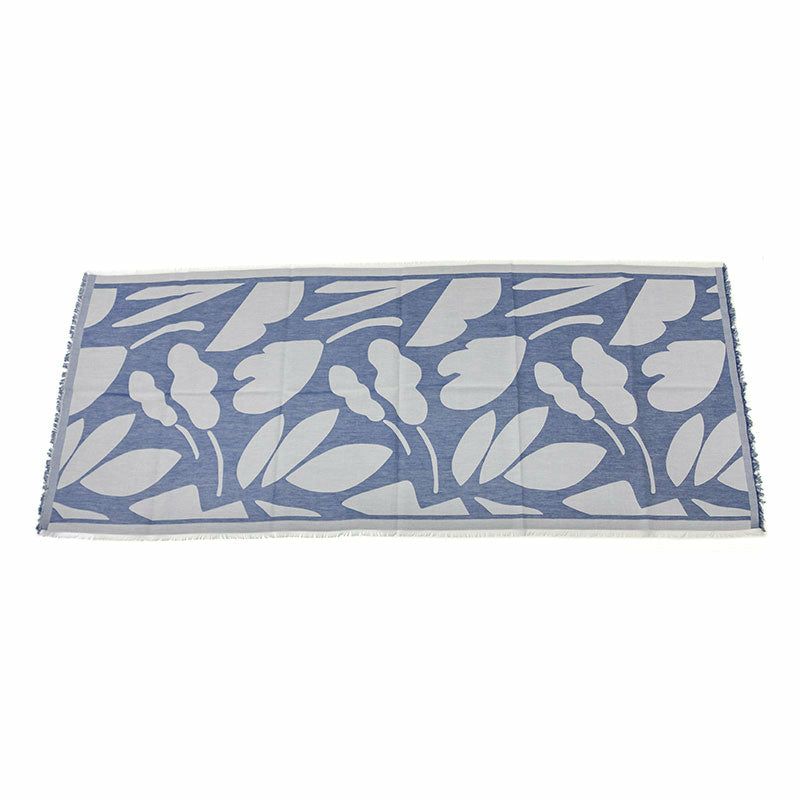 Sarahbel cotton stole Leaves Blue サラベル コットン ストール リーヴス ブルー SAB-cot-stole-leaves-blue