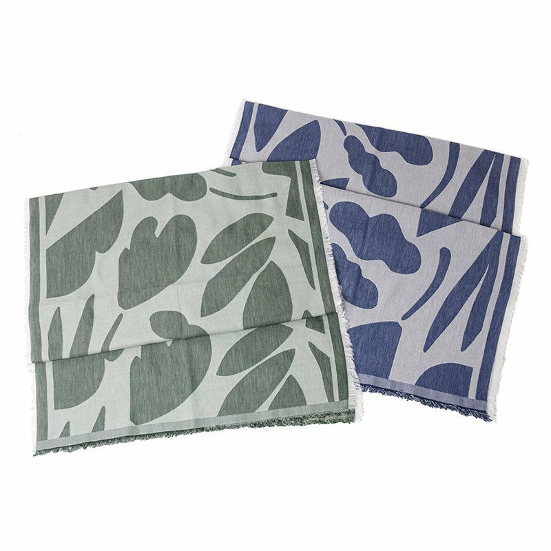 Sarahbel cotton stole Leaves Blue サラベル コットン ストール リーヴス ブルー SAB-cot-stole-leaves-blue