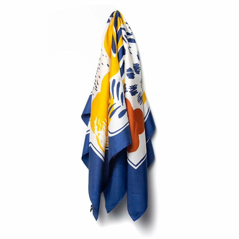 Sarahbel Silk Scarf Garden Blue サラベル シルクスカーフ ガーデン ブルー SAB-scarf-garden-blue-ss-gar