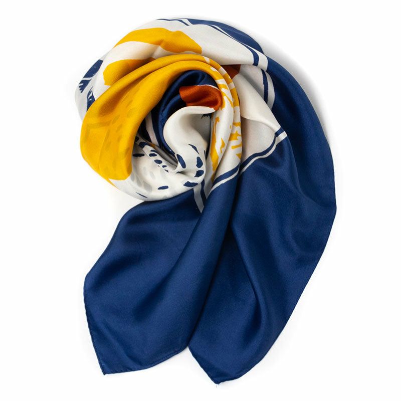 Sarahbel Silk Scarf Garden Blue サラベル シルクスカーフ ガーデン ブルー SAB-scarf-garden-blue-ss-gar