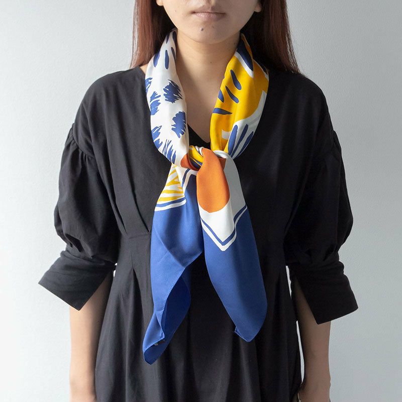 Sarahbel Silk Scarf Garden Blue サラベル シルクスカーフ ガーデン 
