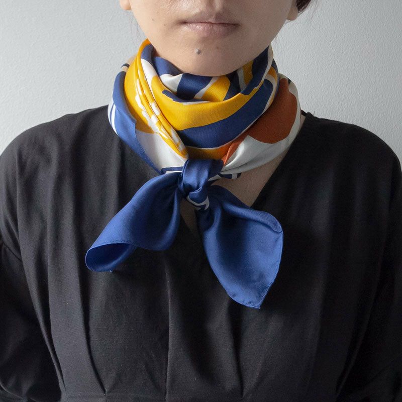 Sarahbel Silk Scarf Garden Blue サラベル シルクスカーフ ガーデン ブルー SAB-scarf-garden-blue-ss-gar