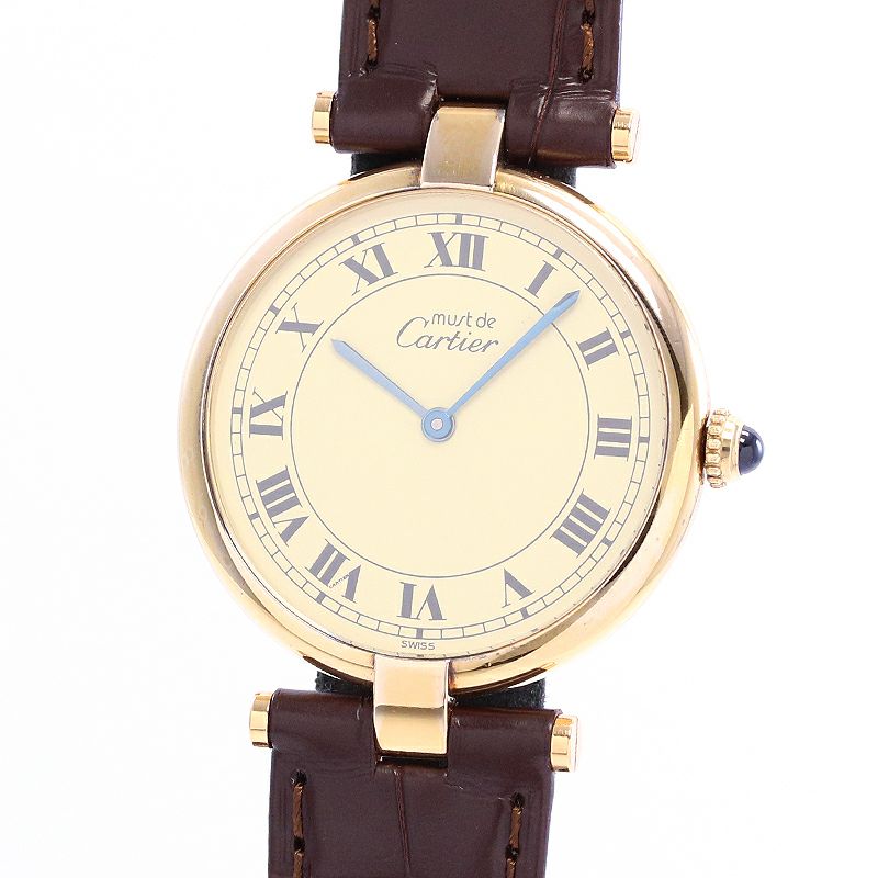 中古】CARTIER MUST VANDOME WATCH LM VERMEIL カルティエ
