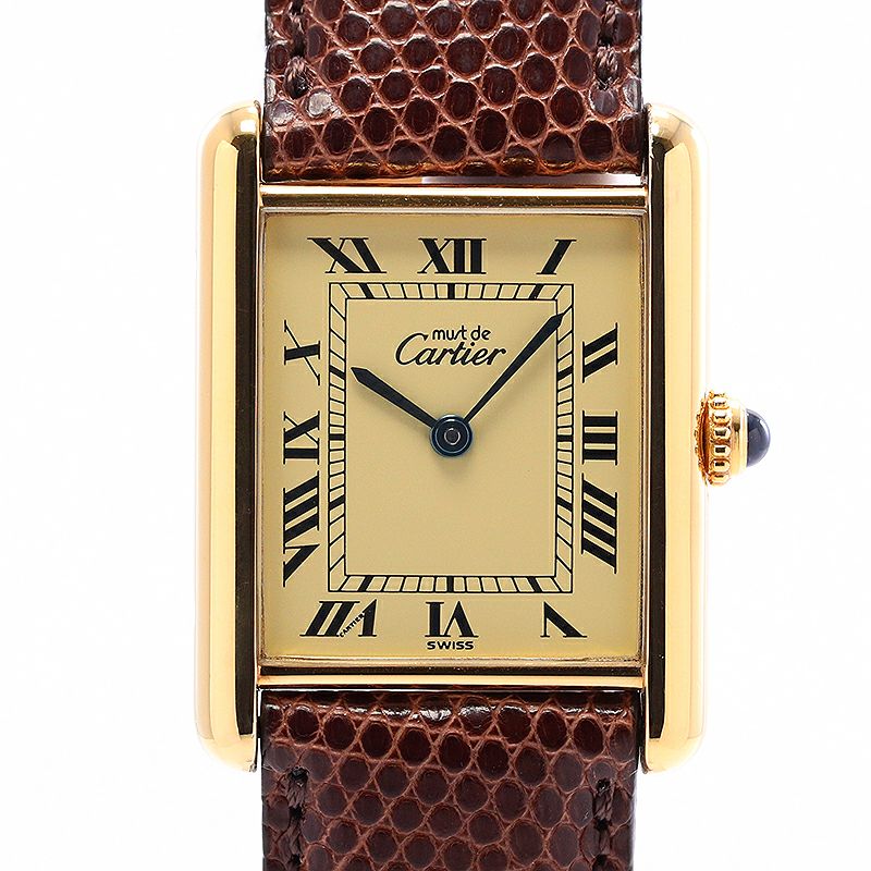 【中古】CARTIER MUST TANK LARGE MODEL VERMEIL カルティエ マストタンクLM ヴェルメイユ W1002753 (590005)