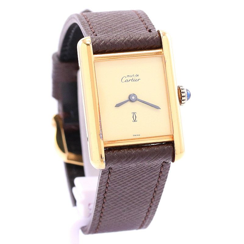 【中古】Cartier MUST TANK Small Model VERMEIL PLAIN IVOLY Dial カルティエ マストタンクSM ヴェルメイユ プレーンアイボリーダイヤル 3 時計・腕時計の通販サイト - BEST Vintage