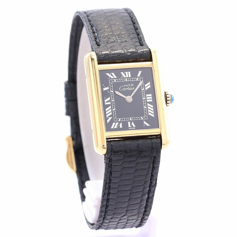 中古】CARTIER MUST TANK SMALL MODEL VERMEIL BLACK ROMAN DIAL ...