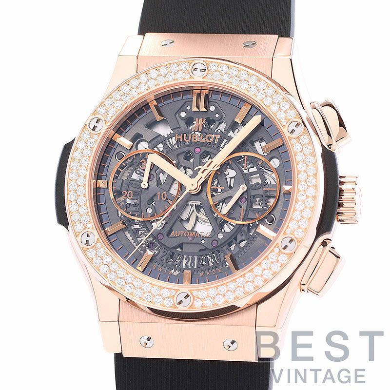 中古】HUBLOT CLASSIC FUSION AEROCHRONOGRAPH KING GOLD DIAMONDS 