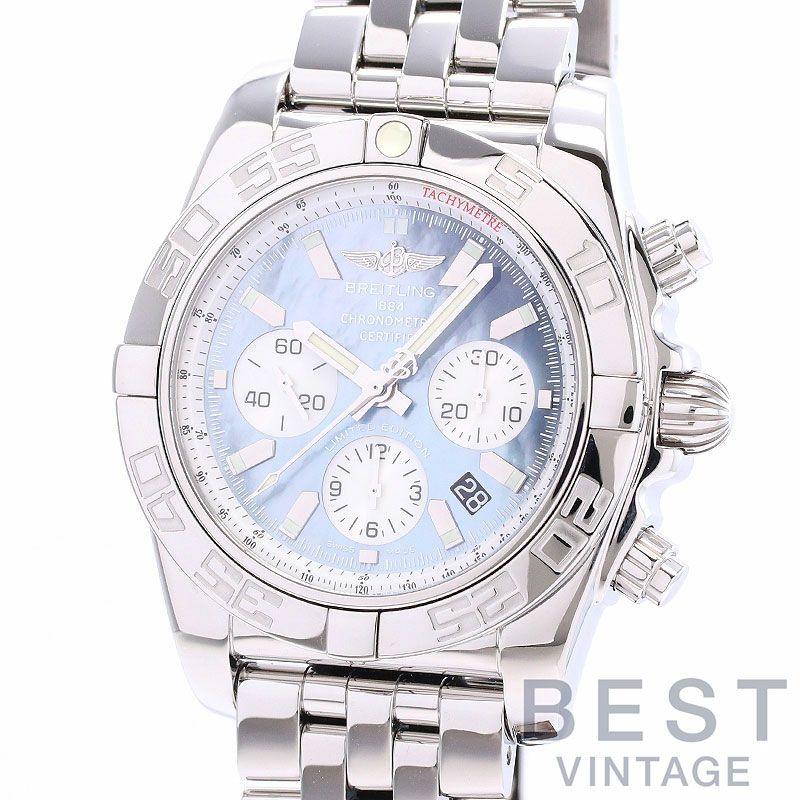 【中古】BREITLING CHRONOMAT 44  JAPAN LIMITED ブライトリング クロノマット 44 MOP ブラック＆ホワイト 日本限定400本 AB01103C/BC48/375A (A011BWJPA)