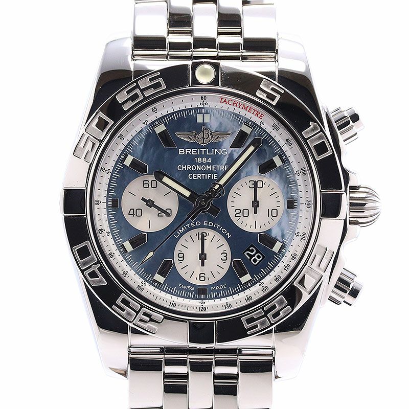 【中古】BREITLING CHRONOMAT 44  JAPAN LIMITED ブライトリング クロノマット 44 MOP ブラック＆ホワイト 日本限定400本 AB01103C/BC48/375A (A011BWJPA)
