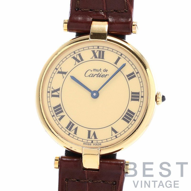 中古】CARTIER MUST VANDOME LARGE MODEL VERMEIL カルティエ 