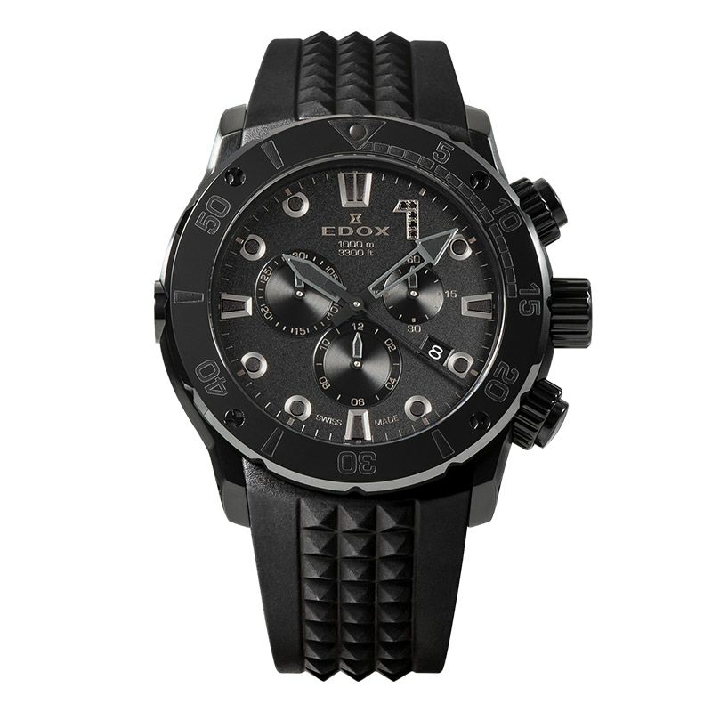 EDOX 自動巻きクロノグラフ 腕時計 ネイビー