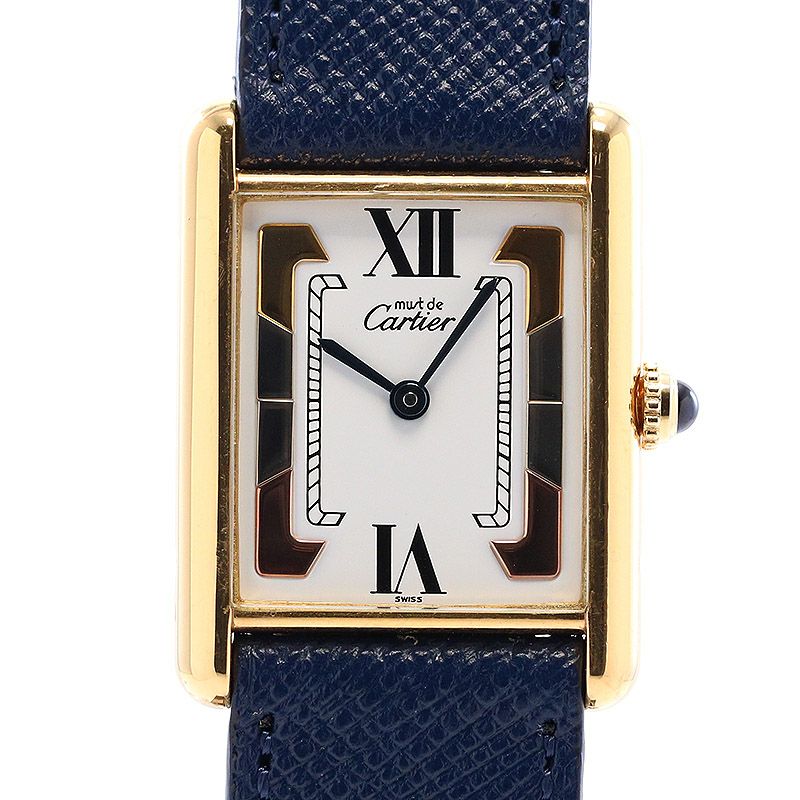中古】CARTIER MUST TANK LARGE MODEL VERMEIL TRINITY DIAL 